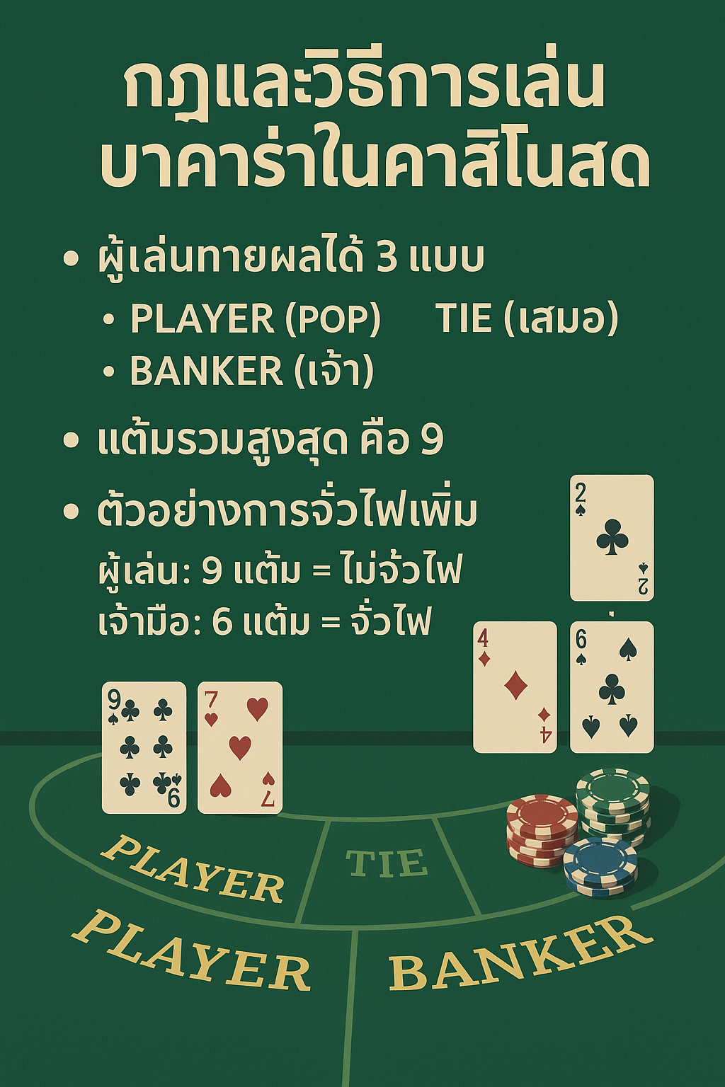 กฎและวิธีการเล่นบาคาร่าในคาสิโนสด