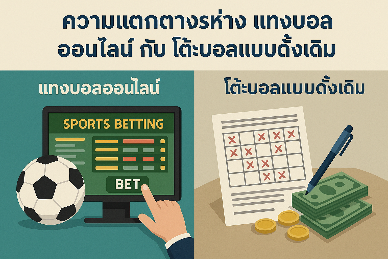 ความแตกต่างระหว่างแทงบอลออนไลน์กับโต๊ะบอลแบบดั้งเดิม