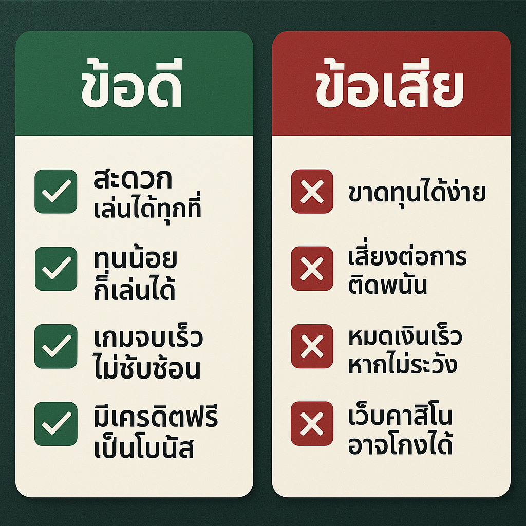 ข้อดี-ข้อเสียของการเล่นบาคาร่าออนไลน์